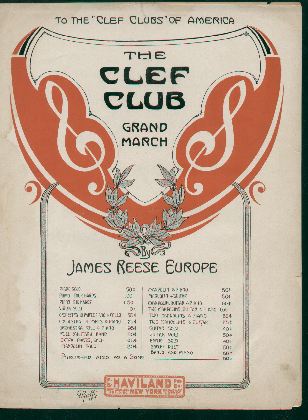1912 The Clef Club March 100 Volor
